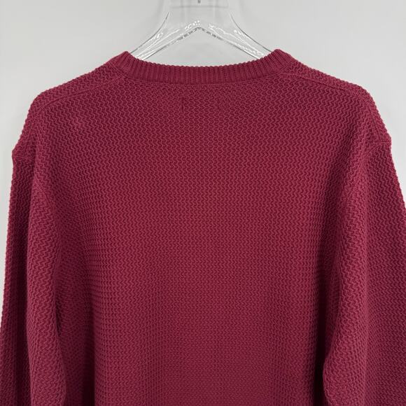 Savane sweater men's XL crew pullover waffle weave 100% cotton red wine NEW - Picture 4 of 8